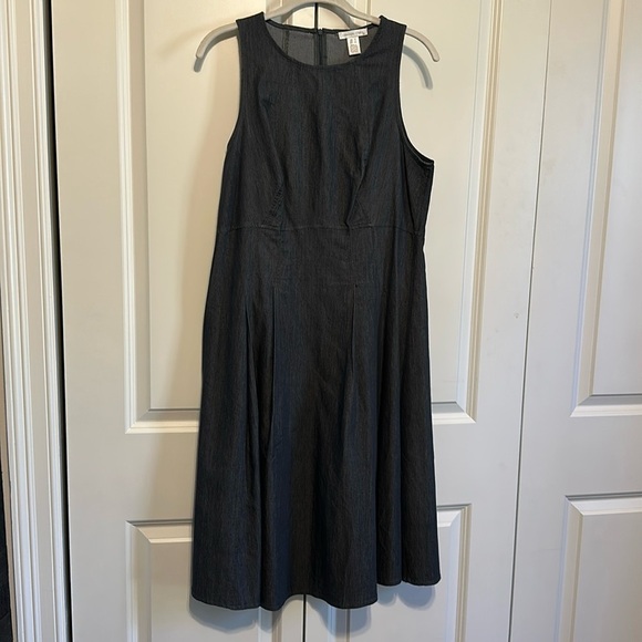 London Times‎ Gray Sleeveless A-Line Midi Dress Career Casual US 10 - Picture 1 of 13